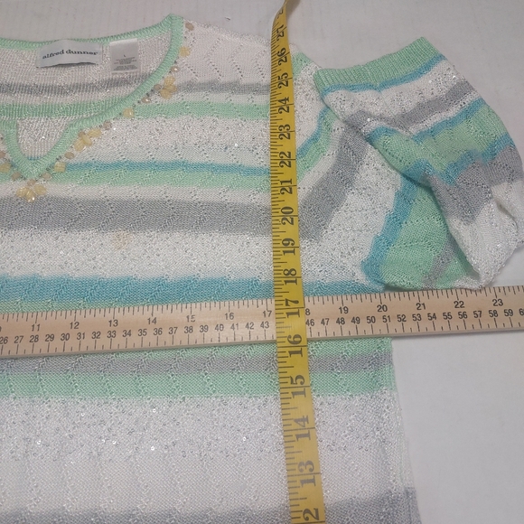 Alfred Dunner Women's Green White and Gray Squin Knit Sweater Size Large - Picture 5 of 9